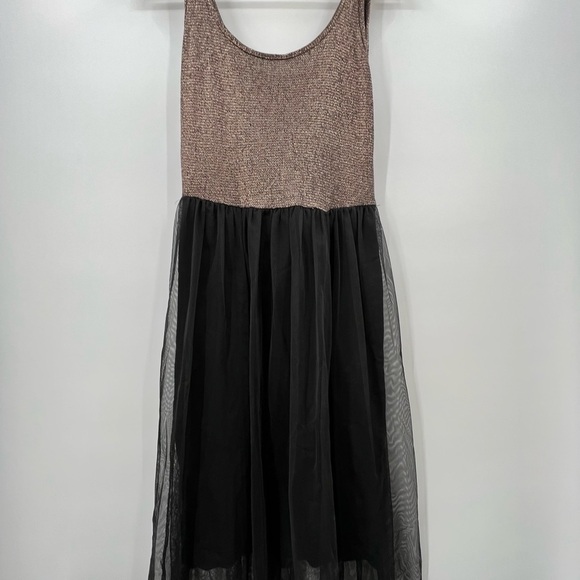 Top Shop Gold Tank Black Lined Tulle Dress Ladies Size 4 - Picture 4 of 11
